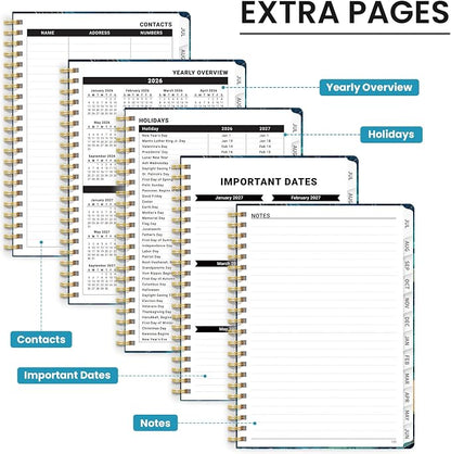 Planner 2026-2027, Academic Year Monthly & Weekly Planner Caledndar, July 2026 - June 2027, Hardcover Large Planning Agenda Book with Tabs for School Office Supplies, 8.5" x 11" - Coastal Contours