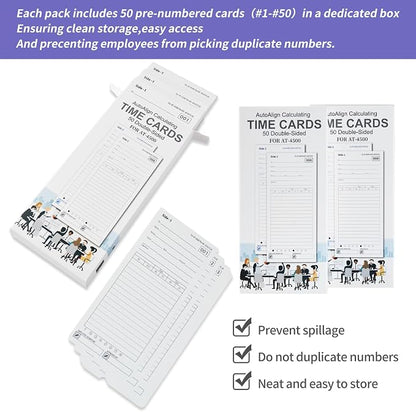 AT-4500 Time Clock Cards, 600 Pack with 2 Ink Ribbons