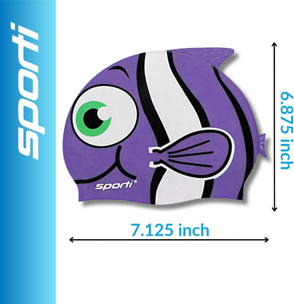 Sporti Silicone Swim Cap for Kids, Unisex Youth Swimming Cap, Protection Bathing Caps for Your Children, Aged 2-10