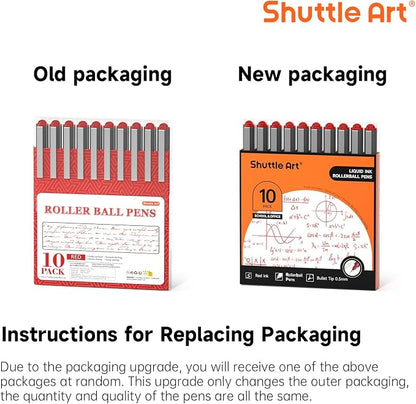 Shuttle Art Rollerball Pens, 10 Pack Red Liquid Ink Pens, 0.5mm Extra Fine Point, Quick Drying for Writing Journaling Taking Notes School Office