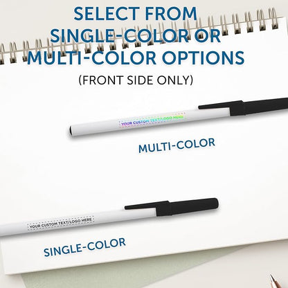 DISCOUNT PROMOS Custom Value Stick Pens Set of 50, Personalized Bulk Pack - Black Ink, Great for Office, School, Business, Tradeshows, Events - Black