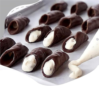 VolksRose 16pcs Cannoli Tubes Kit, Stainless Steel Cannoli Forms Tubular Shaped Baking Molds for Danish Pastry Lady Lock Form Croissant Shell Ice Cream Puff Waffle Cream Roll
