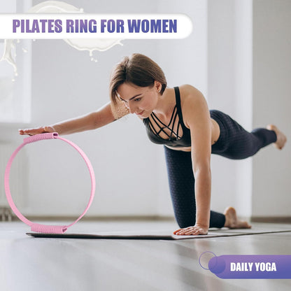 Pilates Ring, 13.5"/12" Silicone Magic Circle with Training Poster & Portable Bag, Pilates Ring Circle for Inner Thigh Workout, Yoga, Lose Weight & Physical Therapy for Women