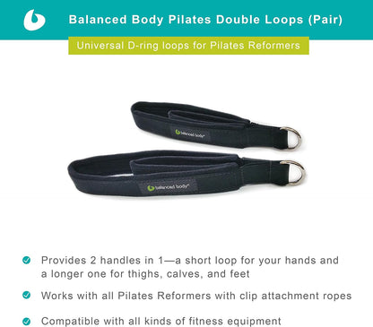 Balanced Body Double Loops, Foot and Hand Straps, Accessories for Pilates Equipment, Workout Equipment for Home Gym or Studio Use, 1 Pair