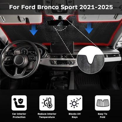 Windshield Sun Shade for Ford Bronco Sport 2021-2025 - 5-Layer Bubble Foldable Front Window Shade Sun Visor Accessories - Blocks Heat & UV Rays (Only Fit Bronco Sport)