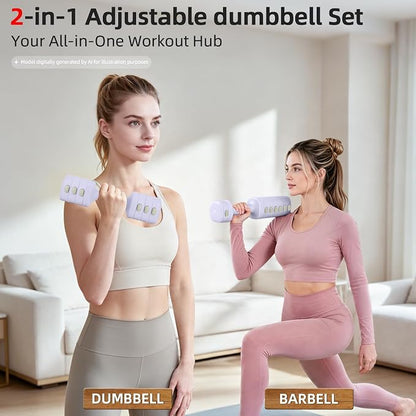Abahub 2 in 1 Kettlebell & Dumbbell Set, Adjustable Dumbbell for Home Gym | Dumbbell with Kettlebell Converter Set of 2, Full Body Workout Kettlebell for Women
