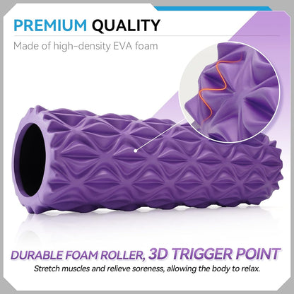 Foam Roller - 15 inch Deep Tissue Massager for Muscle Massage, Myofascial Trigger Point Release, Exercise, Yoga, Pilates & Stretching(Purple)