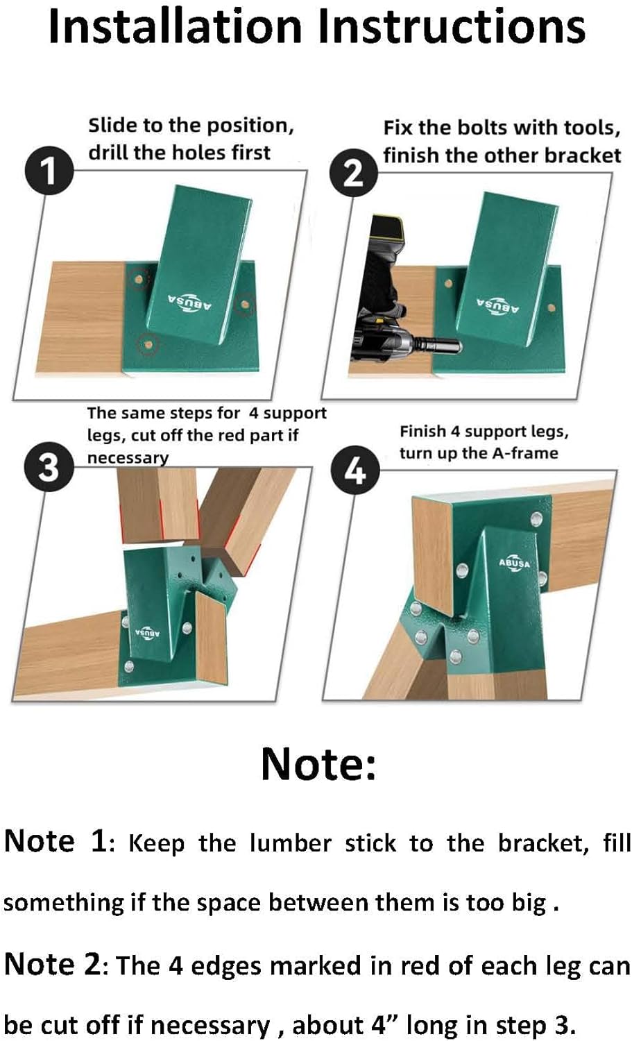 Heavy Duty Swing Sets Brackets Including 2 A-Frame Swing Set Brackets and 4 Swing Hangers for Playground Equipment Mounting Parts Hardware Included (Bronze)