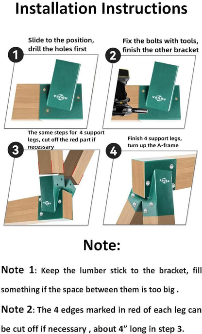 Heavy Duty Swing Sets Brackets Including 2 A-Frame Swing Set Brackets and 4 Swing Hangers for Playground Equipment Mounting Parts Hardware Included (Bronze)