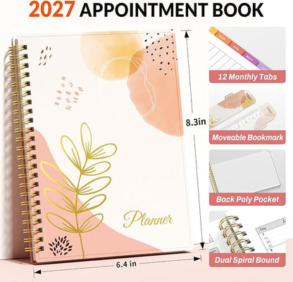 SUNEE 2027 Appointment Book, Quarter-Hourly, Weekly Monthly Planner, 6" x 8.3",Pink Breeze