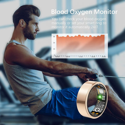 Ring Health Tracker for Women Men, Fit Ring with Heart Rate, Blood Oxygen, Sleep Monitor, Calories, Step Counter, IP68 Waterproof Smart Ring for iPhone & Android, No Subscription Fee (Rose Gold, 7#)