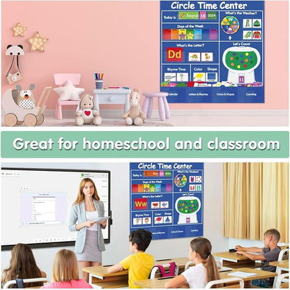 Boczif Circle Time Learning Center Pocket Chart, Classroom Calendar (Blue)