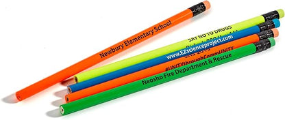 Pencil Guy Promotional Personalized Imprinted Yellow Neon Round Pencils- 500 per box. 6 colors to choose from!