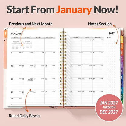 SUNEE 2027 Appointment Book, Quarter-Hourly, Weekly Monthly Planner, 6" x 8.3",Pink Breeze