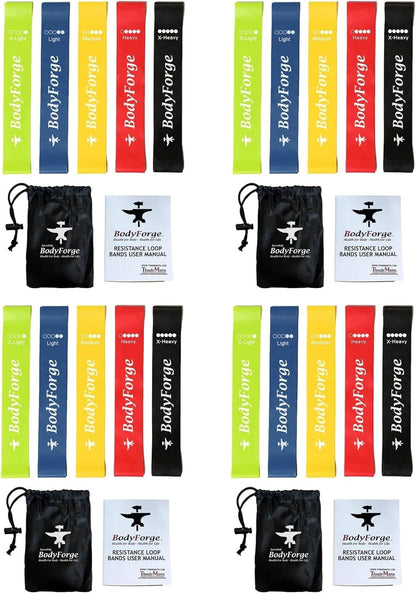 BodyForge Resistance Bands for Working Out for Women Men for Exercise Bands Resistance Bands for Legs Bands for Working Out Hip Thigh Glute Bands with Instruction Guide and Carry Bag, Set of 5