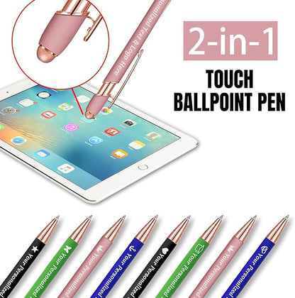 STREADVE 50 Personalized Custom Pens Engraved Writing Pen with Name Logo, Customized Promotional Items Stylus Pen Gifts for Women Realtor Reunion Wedding Business, Red