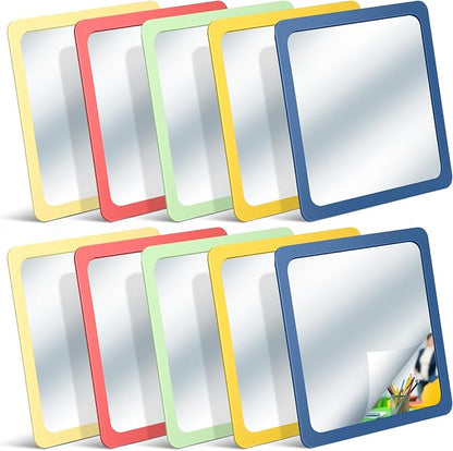 10 Pcs Small Mirrors for Craft 6 x 6 Mirror for Kid,Hippie Colors | Shatterproof Mirrors in Bulk for Kids for Baby School Classroom Craft Chick Bird Brooders Grow out Pens