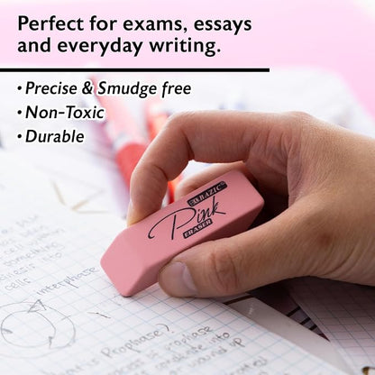 BAZIC Products Pink Bevel Block Erasers, Latex-Free, PVC-Free, 24-Box