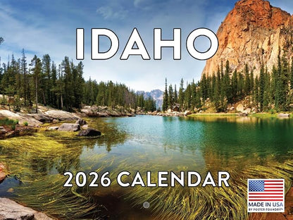 Idaho Calendar 2026 Wall 12 Month Monthly ID Scenic Souvenirs Themed Gifts | American Made In The USA