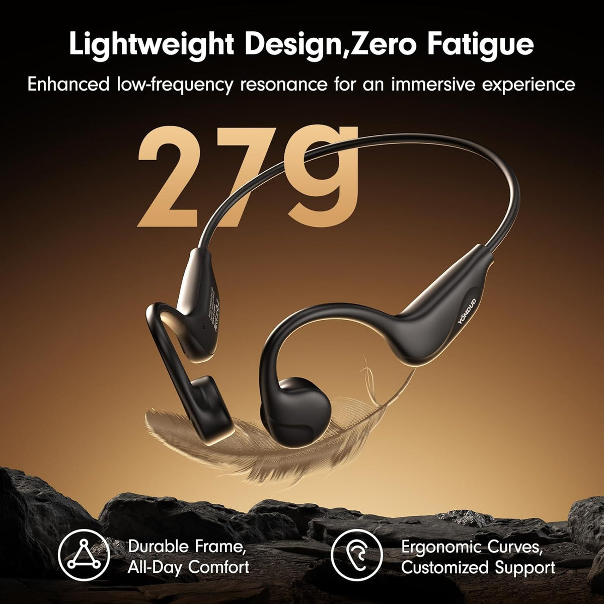 Bone Conduction Headphones,Open Ear Headphones Bluetooth 5.4 with Mic,10H Playtime,Bone Conduction Earbuds IPX5 Waterproof,Sports Headphonefor Running,Gym,Hiking,Cycling