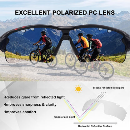 BangLong Polarized Sports Sunglasses Cycling Sun Glasses for Men Women with 5 Interchangeable Lenes for Running Baseball Golf