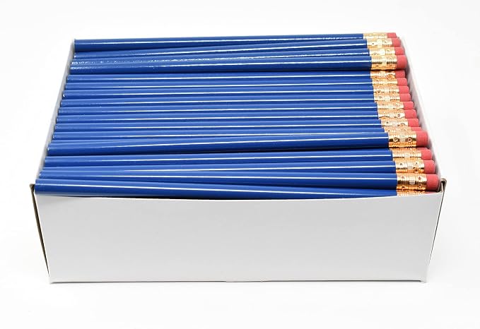 Pencil Guy Blank Round Pencils, Medium Blue
