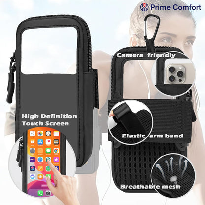 Phone Holder for Running, Walking, and Workout - Adjustable Arm Band Armband for iPhone and Cell Phones - Clear Crossbody Phone Pouch Purse with Strap for Women Men