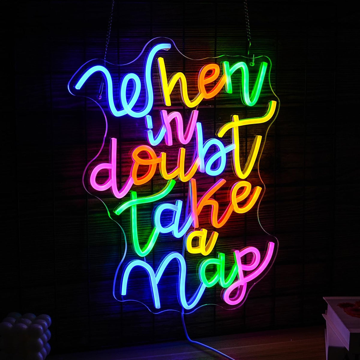 Dimmable When In Doubt Take A Nap Neon Sign USB Powered Colourful Neon Light for Wall Decor Funny Letters Led Light Up Sign for Study Room Office Bedroom Home Classroom Neon Decor