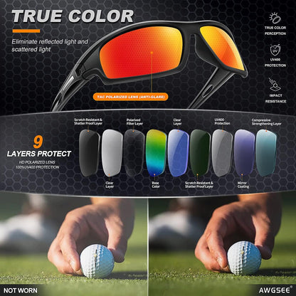 Polarized Sports Sunglasses for Men 100% UV Protection Wrap Around Unbreakable Sun Glasses for Fishing Driving
