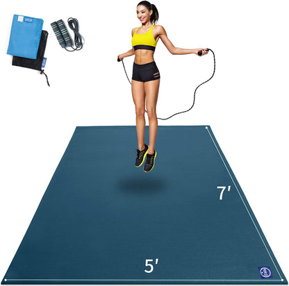 MRO Extra Large Exercise Mat 12'x7'/9'x7'/7'x7'/7'x5'(7mm), High-Density Workout Mats for Home Gym Flooring, Non-Slip, Extra Thick Durable Cardio Mat, Ideal for Plyo, MMA, Jump Rope - Shoe Friendly