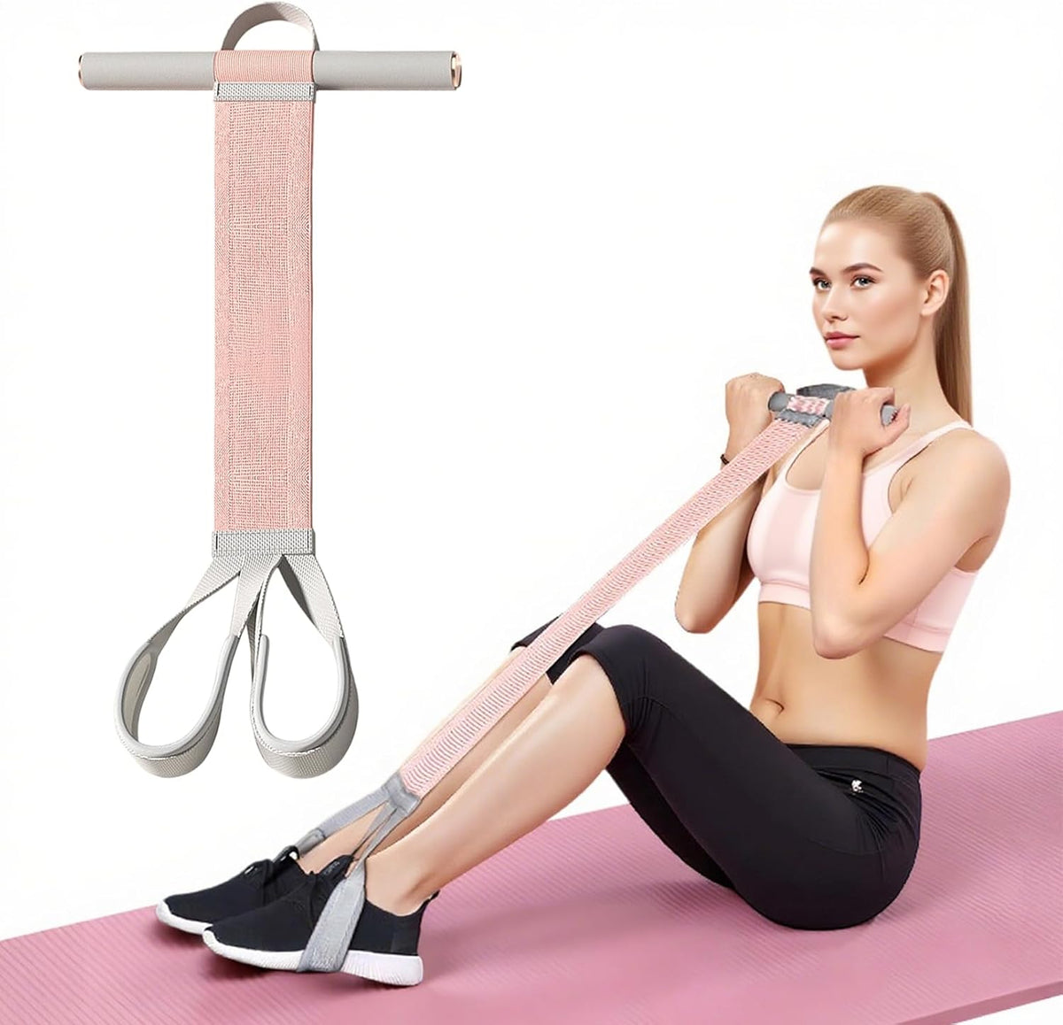 Foot Pedal Resistance Bands with Handles - 150LB Pedal Ankle Puller - Elastic Yoga Pedal Puller Stretch Fitness Band for Exercise/AB Training/Auxiliary Device Sit Up Exercise Equipment for Women Men