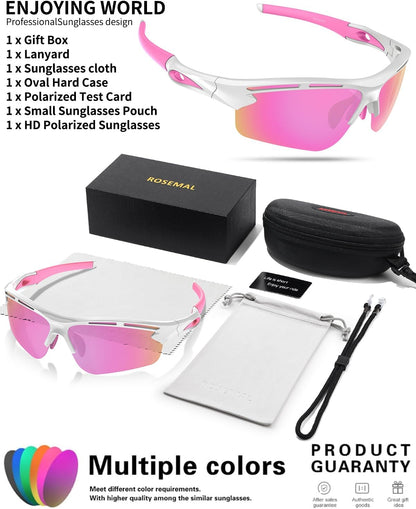 Polarized Sports Sunglasses for Men Women,UV400 Protection Sunglass for Running Cycling Fishing Hiking TR90