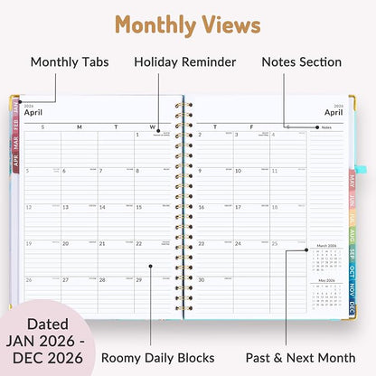 Forvencer 2026 Planner, Weekly and Monthly Calendar Planner for Women | Jan 2026 - Dec 2026, 8.5x11", Hardcover Planning Agenda book, Cute Journal Organizer Notebook for Office School