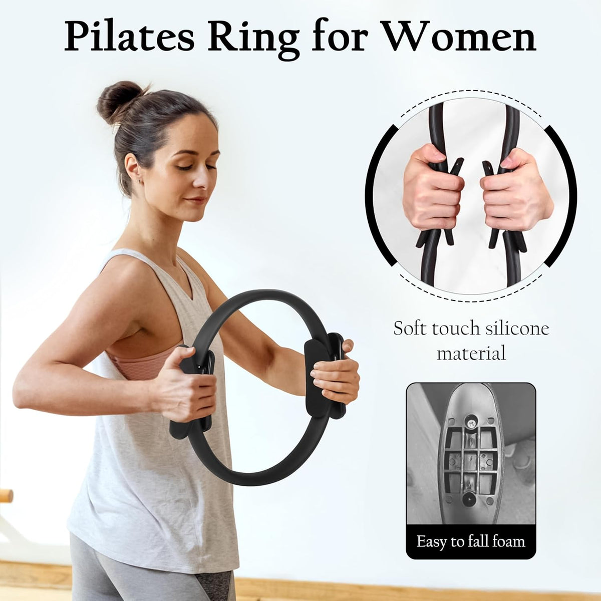 Pilates Ring Set – Magic Circle with Dual Padded Handles, Mini Exercise Ball & 5 Resistance Bands | Pilates Kit for Women | Home Workout Equipment for Full-Body Training & Fitness Set