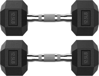 Hex Dumbbell Set 2.5-400 lb, Rubber Encased Exercise & Fitness Dumbbells, Weights Dumbbells Set of 2, Hand Weight for Strength Training