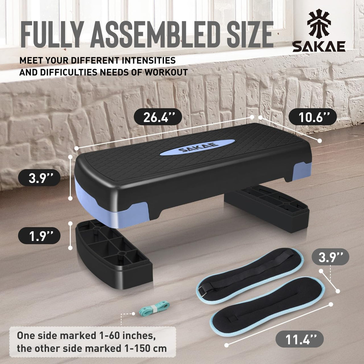 Adjustable Height Aerobic Stepper Set, Multiple Bundle Options with Dumbbells, Kettlebell, Waist Trimmer, Ankle Weights or Weighted Vest, Workout Exercise Step Platform w/Level Risers, 4 Colors