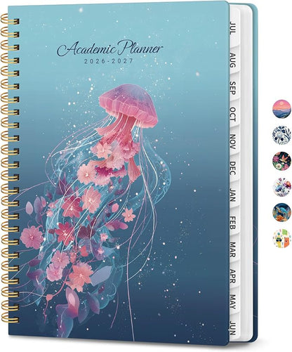 Planner 2026-2027, Academic Year Monthly & Weekly Planner Caledndar, July 2026 - June 2027, Hardcover Large Planning Agenda Book with Tabs for School Office Supplies, 8.5" x 11" - Lunar Drift