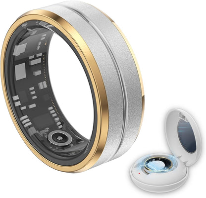 Smart Ring Health Tracker - Fitness Sleep Heart Rate Blood Oxygen Tracker Smart Ring for Men and Women,IP68 Waterproof Level Bluetooth Fitness Tracker Rings - Free APP