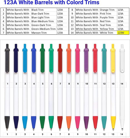911PENS USA Made, Personalized Writing Ink Ballpoint Novelty Pens, Custom Printed with Your Logo & Text (Pack of 50 White Pens with Dark Blue Trim)