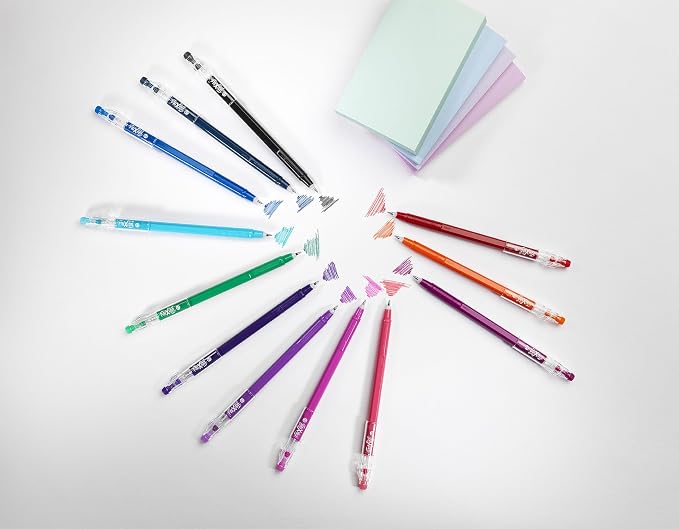 PILOT FriXion Ball Stick 07-0.7mm Nib Tip - Erasable Gel Ink Pens - In Wallet Gift Packaging (Assorted Wallet of 12)