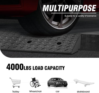 DNA MOTORING 6.3" Rise Rubber Curb Ramp Heavy Duty Loading Driveway Ramp Threshold Ramp 39 in L x 19.5 in W x 6.3 in H for Loading Dock, Warehouse, Wheelchair, Motorcycles, Cars, TOOLS-00652
