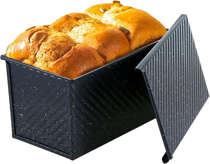 SS&CC Pullman Loaf Pan with Lid, 1LB Carbon Steel Nonstick Bread Baking Pan - Heavy Duty Loaf Pans for Homemade, Sourdough & Sandwich Bread, Bread Loaf Pan with Cover