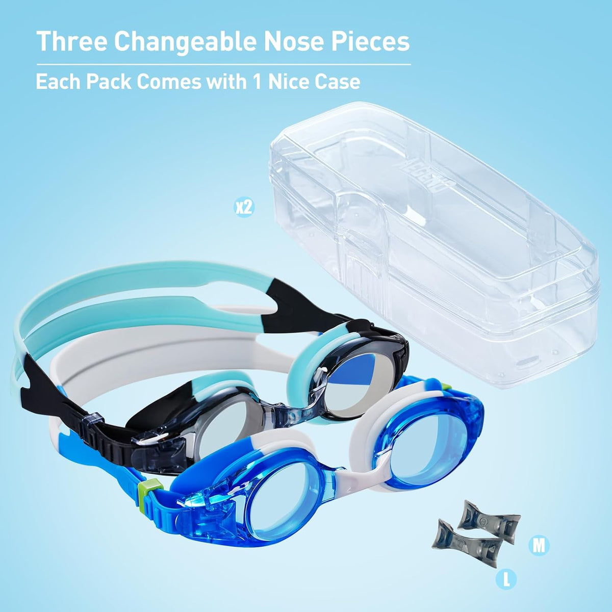 Aegend 2 Pack Kids Goggles, Swimming Goggles for Kids Age 4-16 Boys and Girls Youth, Anti-Fog Waterproof Anti-UV Pool Goggles