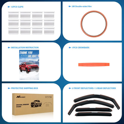 Nilight in Channel Rain Guards for Tacoma 2005 2006 2007 2008 2009 2010 2011 2012 2013 2014 2015 Double Cab Original Window Deflectors, Vent Window Visors-4PCS