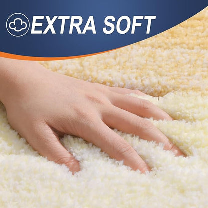 OLANLY Small Bathroom Rugs Mat 24x16, Extra Soft Absorbent Microfiber Bath Rugs, Rubber Backing, Quick Dry, Washable Bath Mats for Bathroom Floor, Tub and Shower, Home Decor Accessories, Light Yellow
