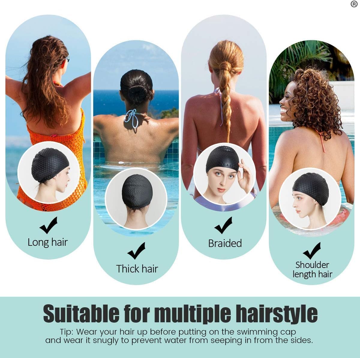 Tripsky Silicone Swim Cap,Comfortable Bathing Cap Ideal for Curly Short Medium Long Hair, Swimming Cap for Women and Men, Shower Caps Keep Hairstyle Unchanged…