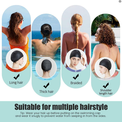 Tripsky Silicone Swim Cap,Comfortable Bathing Cap Ideal for Curly Short Medium Long Hair, Swimming Cap for Women and Men, Shower Caps Keep Hairstyle Unchanged…