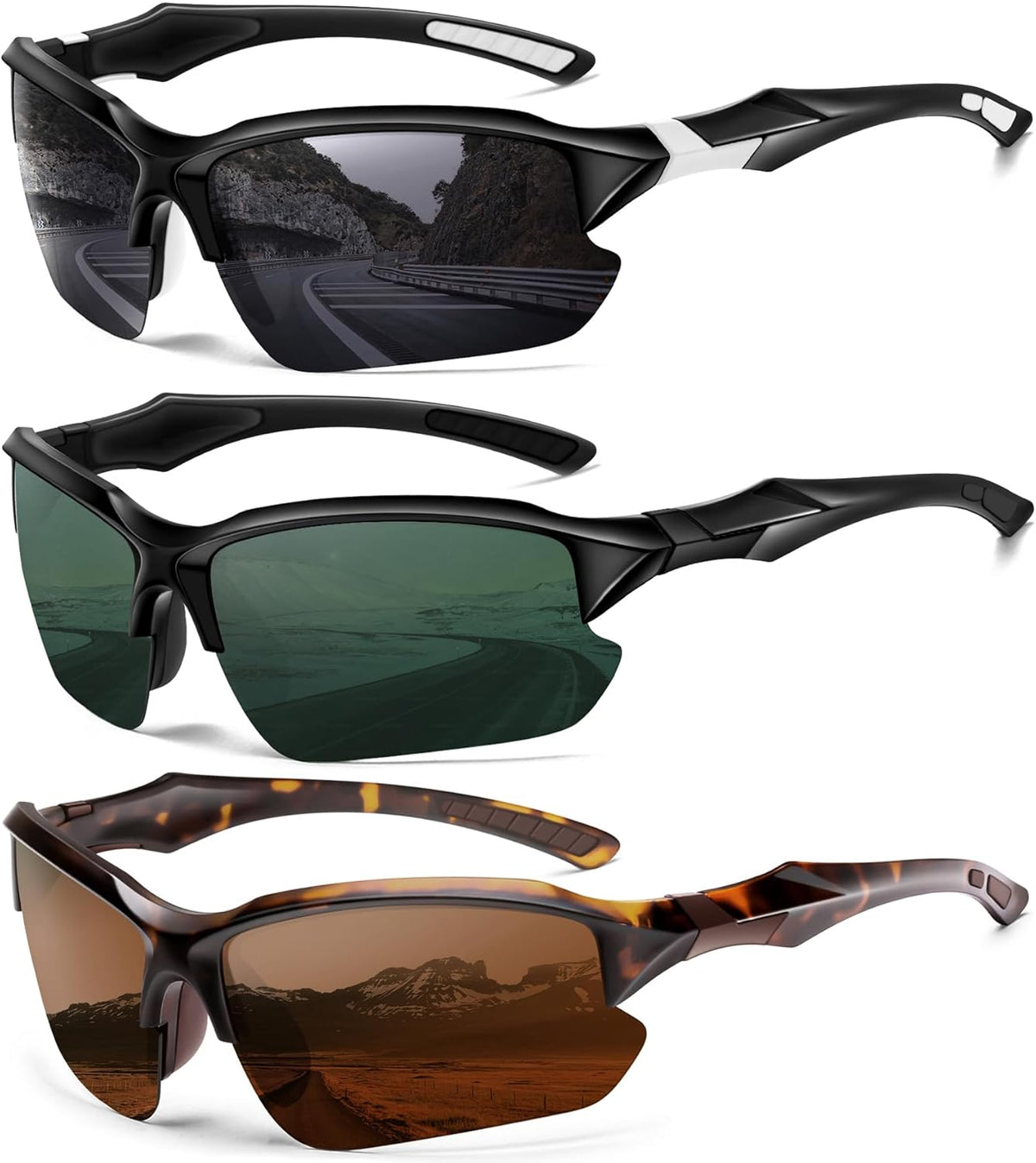 Sports Polarized Sunglasses for Men Cycling Running Fishing UV Protection Sun Glasses Lightweight Half Frame Goggles