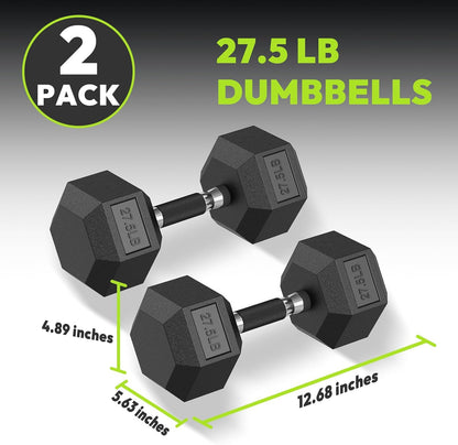 Hex Dumbbell Set 2.5-400 lb, Rubber Encased Exercise & Fitness Dumbbells, Weights Dumbbells Set of 2, Hand Weight for Strength Training