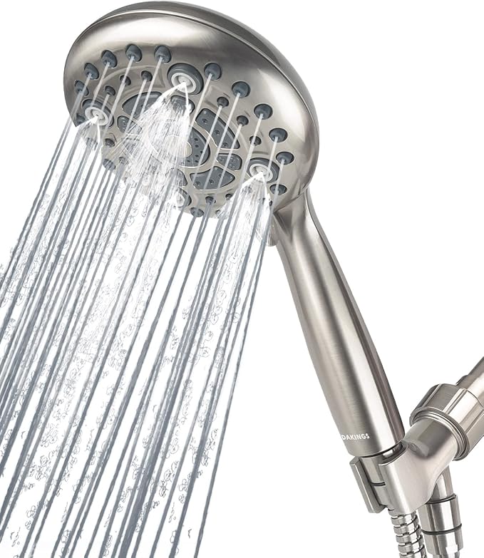 6 Spray Modes High Pressure Handheld Showerhead Set Upgraded 5 Inches Shower Head with Handheld Spray Brushed Nickel Handheld Shower Head 60 Inches Stainless Steel Hose-1-Min Install